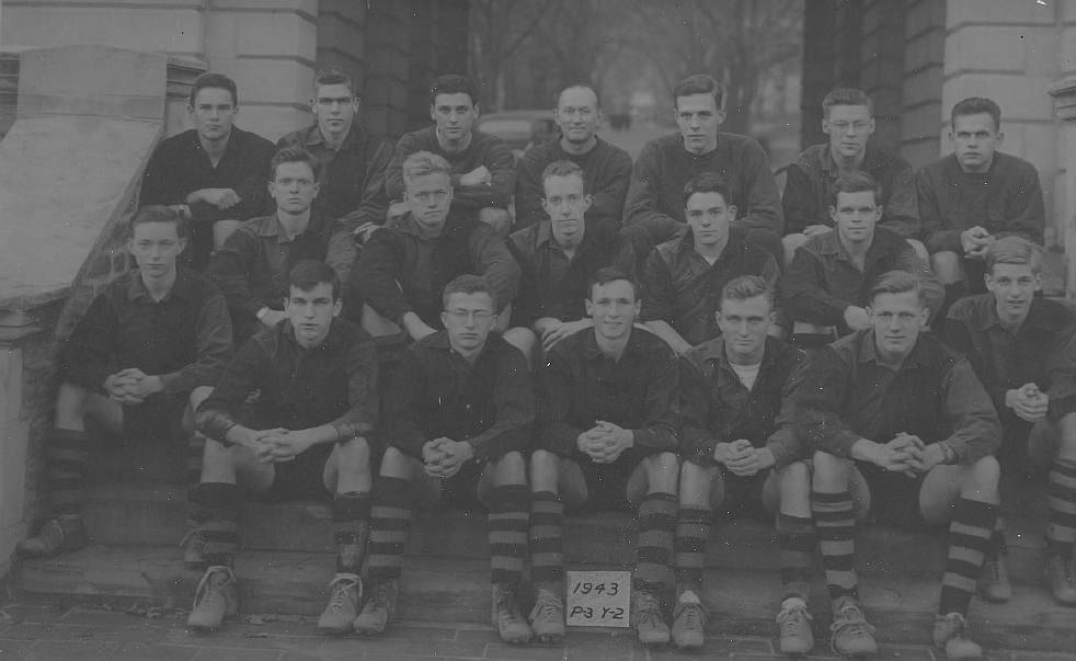 Norman, Center, Captain Princeton Soccer Team Yale Victory 1943.jpg
